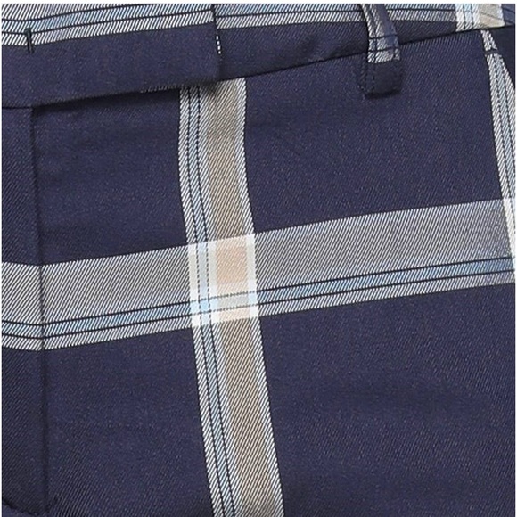 ⭐️ SKILLS & GENES ⭐️LUXURY TARTAN PLAID MIDNIGHT BLUE STRAIGHT LEG PANTS SIZE: 2 - Picture 4 of 4